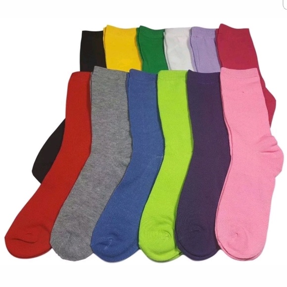12 Pairs Womens Assorted Colorful Crew Socks 9-11 - Picture 1 of 2